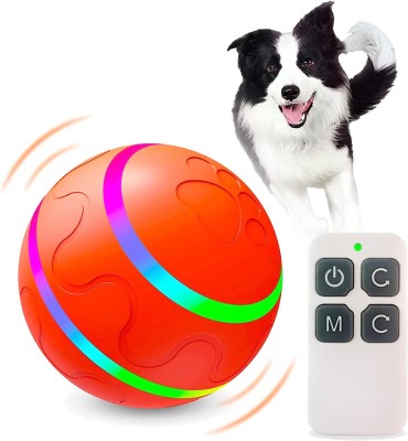 Jucarie smart pentru animale de companie, minge inteligenta controlata prin telecomanda, galbena, rotire 360&amp;deg;, cu acumulator, potrivit pentru caini si foto