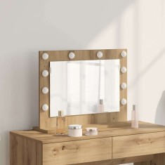 vidaXL Oglindă de toaletă cu oglindă Stejar Artizanal 60 x 45 x 18 cm 868316