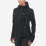 Geacă cu protecție &icirc;mpotriva v&acirc;ntului Softshell Trekking MT500 Negru Damă, Forclaz