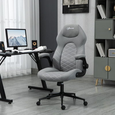 Scaun de birou ergonomic Vinsetto, &amp;icirc;nălțime reglabilă, 65.5x69.5x112-122 cm, Gri deschis foto