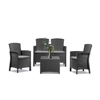 Set mobilier de grădină Lima cu 4 locuri, grafit foto