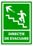 Semn pentru directie de evacuare spre scari in stanga sus