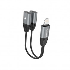 Adaptor Pentru Căști Dudao Adaptor Lightning La 2x Lightning Pentru Muzică și încărcare Gri (L17i Gri) L17I GRAY