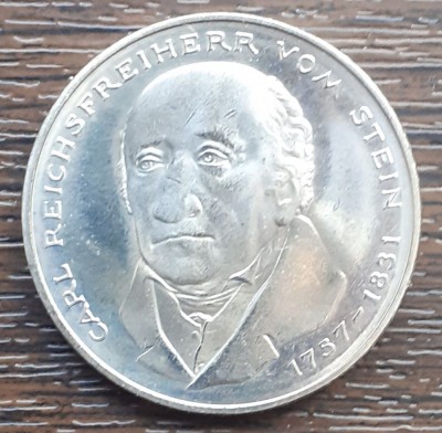 (M869) MONEDA GERMANIA - 5 MARK 1981, LIT. G, CARL REICHSFREIHERR VOM STEIN foto