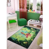Covor Camera Copii Model Fairy Song, Marime 100 x 150 cm, Verde, Inaltime Fir 6 mm, Antiderapant, Antialergic, Poliamida, Gradinita, Cresa, Loc de Joa