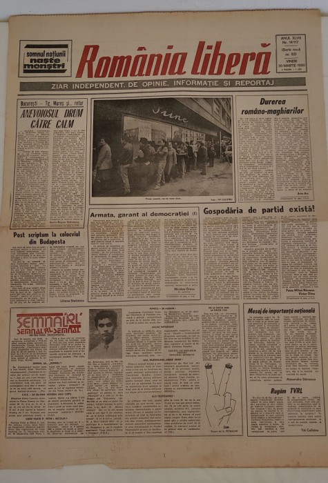 Rom&acirc;nia Liberă (30 martie 1990) serie nouă nr. 83