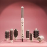 Set Premium Perie rotativa par cu 8 capete Cecotec CeramicCare 8in1 AirGlam Gyro, Multistyler, Ondulator, 1500W, Perie pentru indreptat parul, Perie e