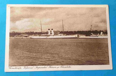 Constanta vaporul Imparatul Traian si Elisabeta carte postala datata anul 1927 foto