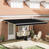 Marchiză retractabilă manuală vidaXL Neagră 450x350 cm, Material de &icirc;nlocuire pentru marchiză vidaXL pentru cadru de 4.5x3.5 m Negru