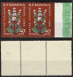 ROMANIA 1959 Plante Medicinale eroare 40 BAN in pereche cu un timbru normal 40 BANI MNH