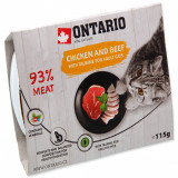 Hrană umedă ONTARIO Pui &amp;amp; vită cu taurină 115 g