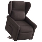 Cumpara ieftin Fotoliu rabatabil cu ridicare pe verticală, maro &icirc;nchis, textil
