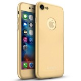 Husa Apple iPhone 7 Premium Full Cover 360 Auriu + Folie Cadou, Flippy