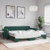 VidaXL Pat de zi cu extensie, verde &icirc;nchis, 90x200 cm, catifea 3196931