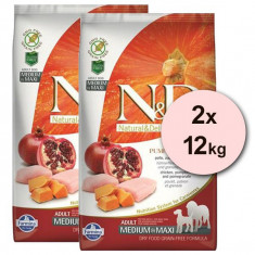 Farmina N&amp;D GF PUMPKIN adult dog medium/maxi, chiken &amp; pomegranate - 2 x 12kg