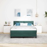 VidaXL Pat cu arcuri cu headboard Verde &icirc;nchis 140 x 190 cm Catifea 3342719