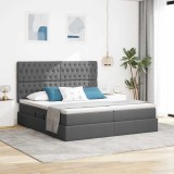 vidaXL Pat cu storage Gri &icirc;nchis 180 x 200 cm Piele artificială 3372210