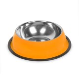 Bol metalic Yummie pentru caini pisici - 18 cm, inox, portocaliu (Antiglisant)