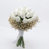 Buchet lalele albe , real touch si Gypsophilia- Floarea miresei, criogenata, rezistent peste ani, Eventissimi&reg;