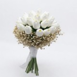 Buchet lalele albe , real touch si Gypsophilia- Floarea miresei, criogenata, rezistent peste ani, Eventissimi&reg;