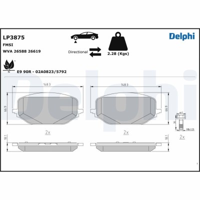 DELPHI LP3875 set placute frana disc foto