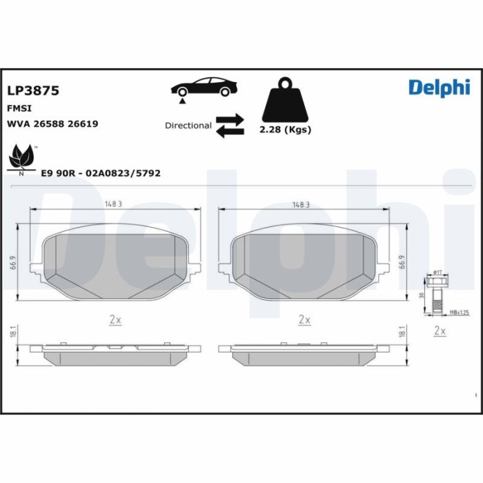 DELPHI LP3875 set placute frana disc