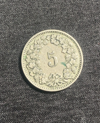 Moneda 5 rappen 1892 Elvetia foto