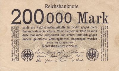 GERMANIA 200.000 marci 1923 VF+++!!! foto