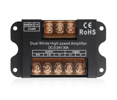 Amplificator pentru banda LED CCT (Alb cald + Alb rece) de mare viteza, DC 5-24V, 30A, negru foto
