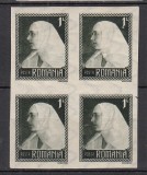 ROMANIA 1922LP 73 INCORONAREA REGELUI LA ALBA IULIA 1 LEU VERDE GRI NEDANTELAT BLOC 4 TIMBRE STARE MNH/SARNIERA, Nestampilat