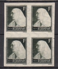 ROMANIA 1922LP 73 INCORONAREA REGELUI LA ALBA IULIA 1 LEU VERDE GRI NEDANTELAT BLOC 4 TIMBRE STARE MNH/SARNIERA foto