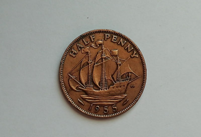 M3 C50 - Moneda foarte veche - Anglia - Half penny - 1955 foto