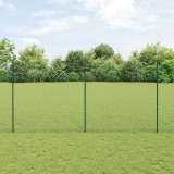 VidaXL Gard din Plasă de Lanț cu 10 St&acirc;lpi U Verde 1.5x10 m Oțel