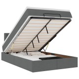 Cumpara ieftin Pat otoman cu saltea si LED-uri, gri inchis, 120x200 cm, textil