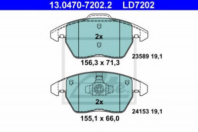 Set placute frana,frana disc PEUGEOT 207 (WA, WC) (2006 - 2016) ATE 13.0470-7202.2 foto