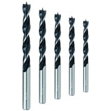 Raider 157114 - Set 5 burghie lemn cu varf ascutit 4-10 mm tija cilindrica