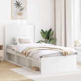 vidaXL Cadru de pat cu depozitare și tăblie Alb 90 x 190 cm 3413901