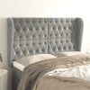VidaXL Tăblie de pat cu aripioare gri deschis 147x23x118/128cm catifea 3118340