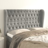 Gossi tablie de pat cu aripioare gri deschis 163x23x118/128cm catifea