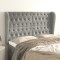 vidaXL Tăblie de pat cu aripioare gri deschis 147x23x118/128cm catifea 3118340