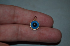 PANDANTIV AUR 14K + Amuleta Noroc - Ochiul Turcesc - The evil eye -1.2cm! foto