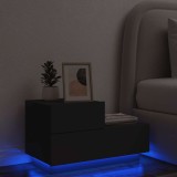 vidaXL Noptieră cu lumini LED, negru, 70x36x40,5 cm
