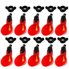 Set 10 adapatori pentru pasari, LLWL, Plastic, Rosu/Negru