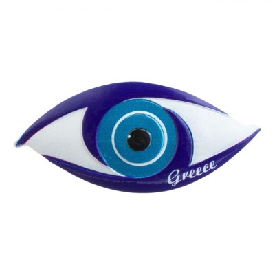 Magnet Decorativ Ceramic, Ochi, Albastru și Alb, Greece, 9x4cm foto
