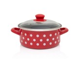 Metalac Cratita 2.2 L cu capac din sticla Tufne email/18 cm/2.2 L