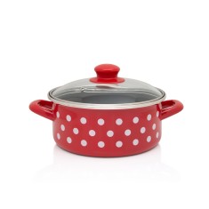 Metalac Cratita 2.2 L cu capac din sticla Tufne email/18 cm/2.2 L