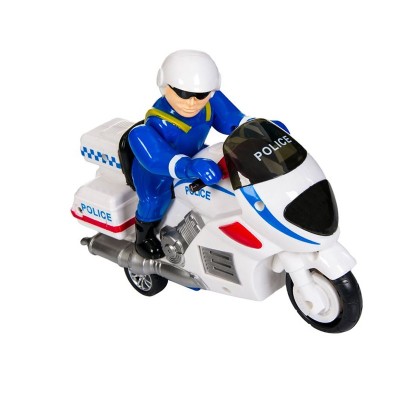 Jucarie Politist cu motocicleta, Lumini si sunet, Alb/Albastru, plastic, ATU-089915 foto