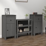 VidaXL Servante, 2 buc., gri, 40x35x80 cm, lemn masiv de pin