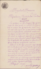 S341 Certificat inginer-sef 1887 Vaslui semnat olograf prefect Rosetti foto