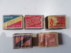 LOT 5 CUTII CHIBRITURI ROMANESTI , ANII 50 , CUTII DIN LEMN , AU SI CATEVA BETE